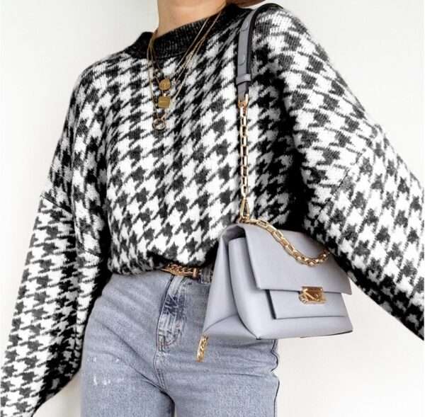 Houndstooth knitted sweater - Image 2