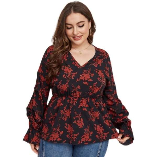 Plus Size Women's V Neck Spring Top