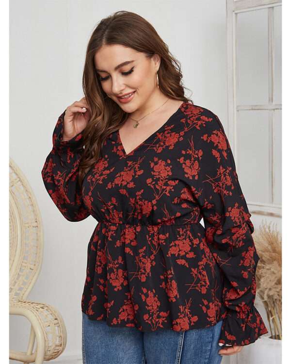 Plus Size Women's V Neck Spring Top - Image 5