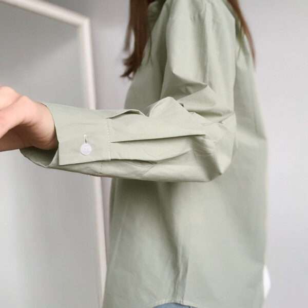 Stylish Two Toned Long-sleeve Loose Shirts - Image 4