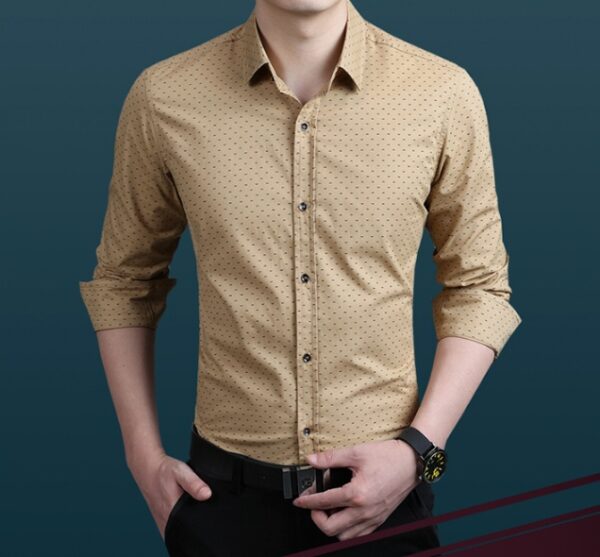 Men's Shirt Long-Sleeves Polka Dot Printing Dress Shirts - Image 4