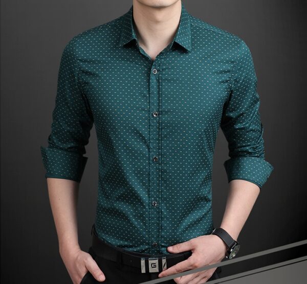 Men's Shirt Long-Sleeves Polka Dot Printing Dress Shirts - Image 6