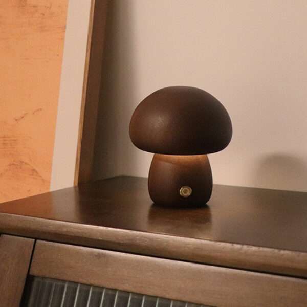 Wooden Mushroom LED Night Light With Touch Switch - Image 6