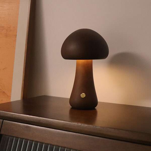 Wooden Mushroom LED Night Light With Touch Switch - Image 8