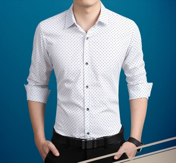 Men's Shirt Long-Sleeves Polka Dot Printing Dress Shirts - Image 2