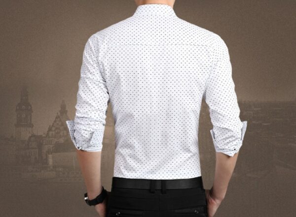 Men's Shirt Long-Sleeves Polka Dot Printing Dress Shirts - Image 9