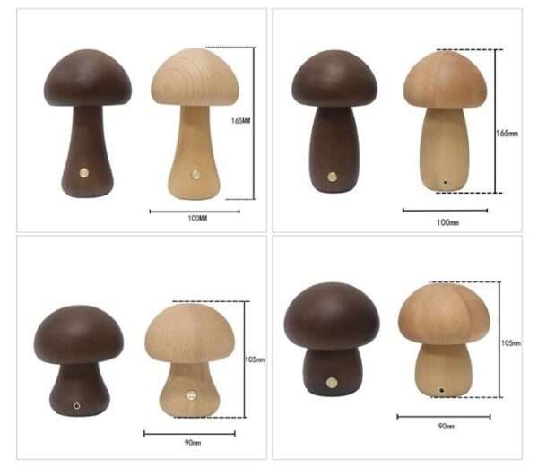 Wooden Mushroom LED Night Light With Touch Switch - Image 9