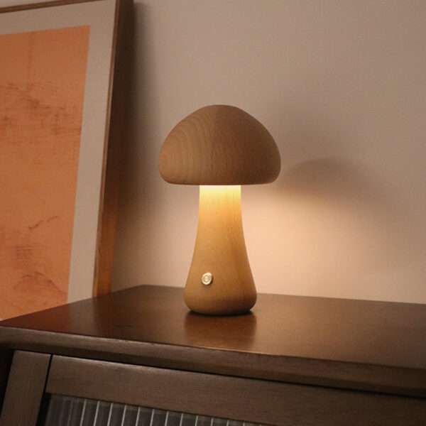 Wooden Mushroom LED Night Light With Touch Switch - Image 7