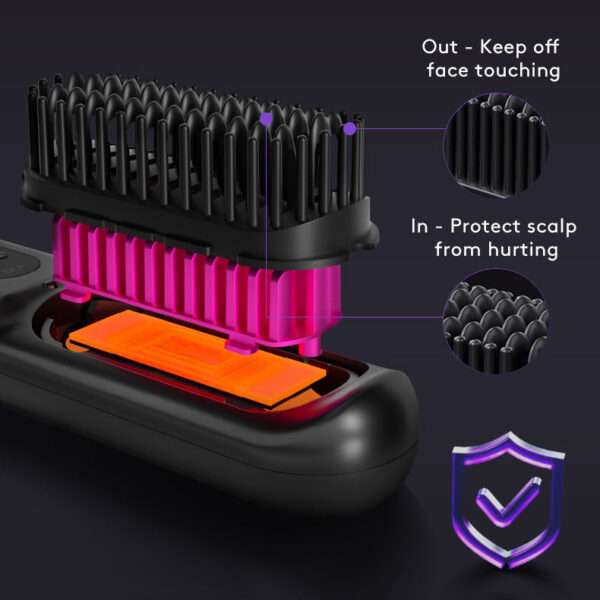 2 In 1 Straight Hair Comb Wireless Hair Straightener Brush Hair Fast Heating Portable Hot Curler USB Charging - Image 9