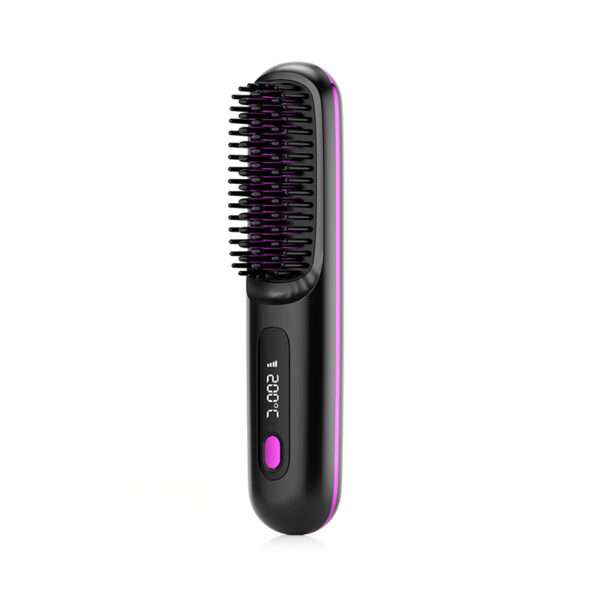 2 In 1 Straight Hair Comb Wireless Hair Straightener Brush Hair Fast Heating Portable Hot Curler USB Charging - Image 3