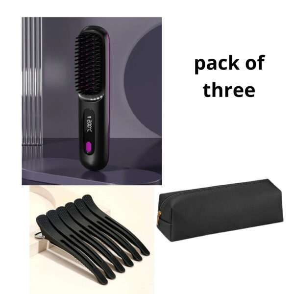 2 In 1 Straight Hair Comb Wireless Hair Straightener Brush Hair Fast Heating Portable Hot Curler USB Charging - Image 7