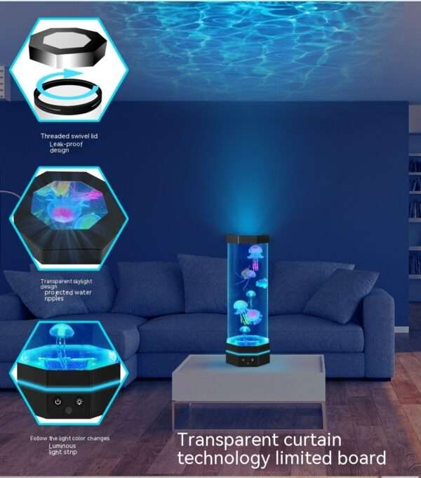 Jellyfish Lava Lamp 17 Colors Changing 15inch Jellyfish Lamp With Remote Control USB Plug-in Bubble Fish Lamp Kids Night Light Creative Projector Lamp Home Decor - Image 5