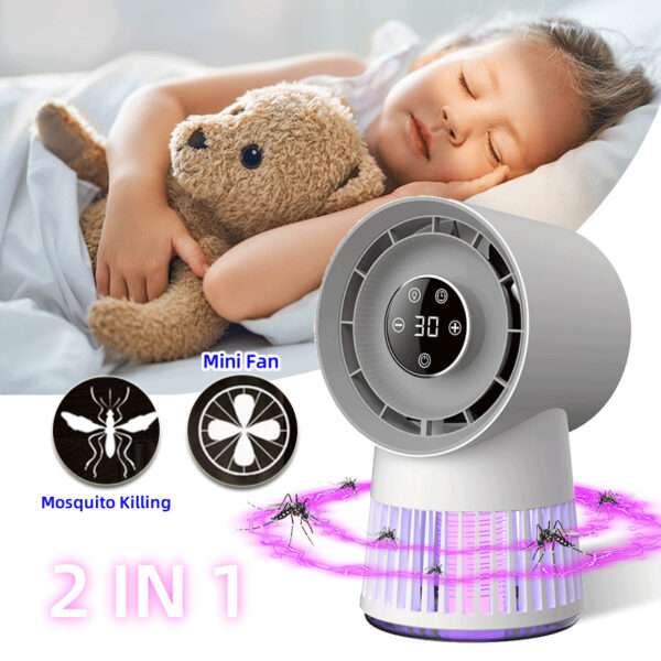 Creative 2-in-1 Mosquito Killing Mini Desk Fan Electric Mosquito Killer USB Rechargeable Fan Night Lamp Home And Outdoor Supplies