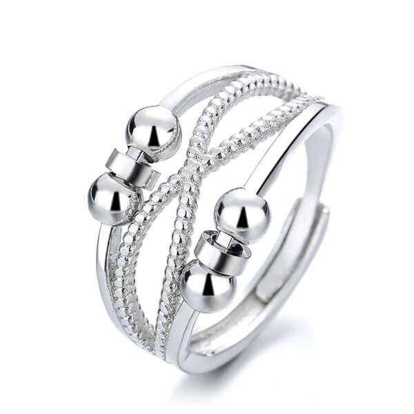 Rotatable Ring With Open Design Fashion Double-layered Hollow Line Anxiety Relief Rings For Women - Image 2