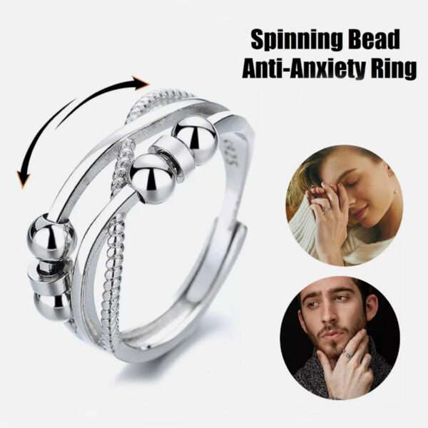 Rotatable Ring With Open Design Fashion Double-layered Hollow Line Anxiety Relief Rings For Women - Image 4