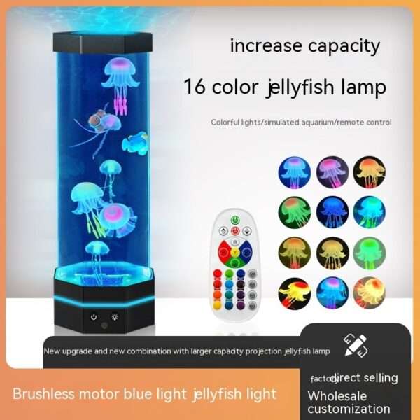 Jellyfish Lava Lamp 17 Colors Changing 15inch Jellyfish Lamp With Remote Control USB Plug-in Bubble Fish Lamp Kids Night Light Creative Projector Lamp Home Decor - Image 3